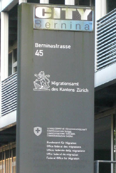 Migrationsamt des Kantons Zrich Berninastrasse 45 Zrich-Oerlikon. Bundesamt fr Migration. Schweizerische Eidgenossenschaft
