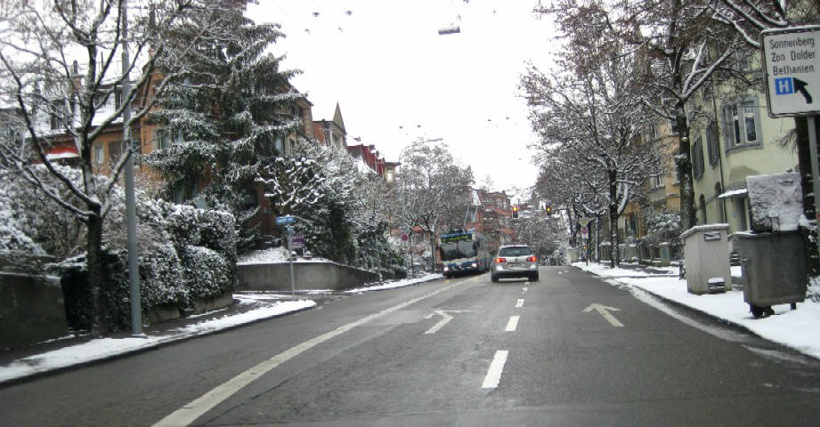 gladbachstrasse zrich im schnee im winter. zrcher quartierfotos fluntern kreis 7