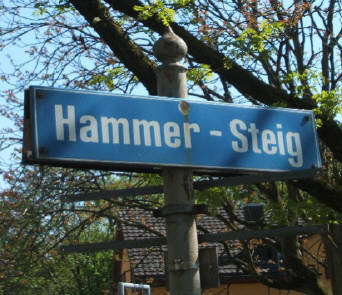Hammer-Steig Zrich alte blaue Strassentafel