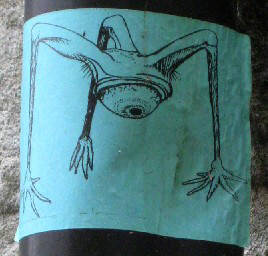 AUGE MIT BEINEN, LAUFENDES AUGE streetart aufkleber zrich. WALKING EYE WITH LEGS street art sticker zurich switzerland