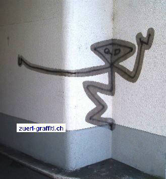 Harald Ngeli Graffiti. Original. Durch Hausbesitzer bei Fassadenrenovation geschtzt statt bermalt.
