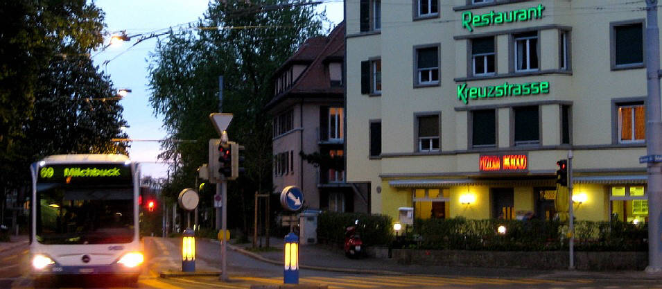 Restaurant Kreuzstrasse Zrich Unterstrass Milchbuck Schaffhauserstrasse Wehntalerstrasse. Mit Buslinie 69  69er Bus VBZ Richtung Milchbuck