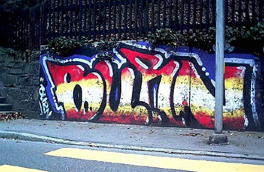 BURN old-skool Graffiti an der Witikonerstrasse in Zrich-Hirslanden